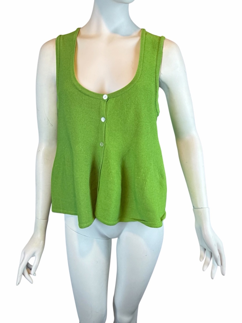 Zara Green Knit Peplum Flounce Tank Size Large Green Transverse Sleeveless Scoop